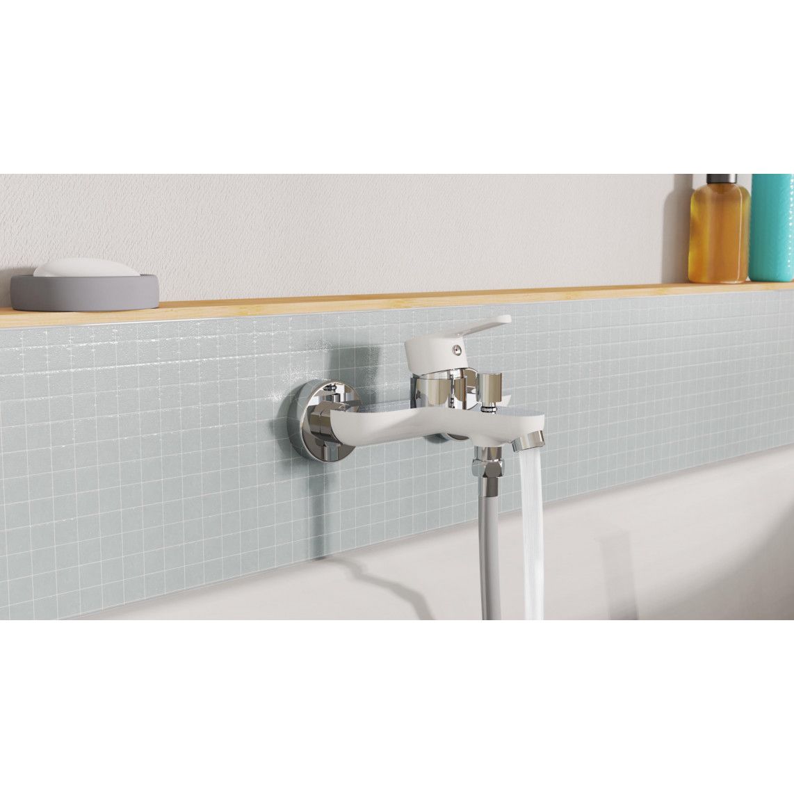 NI023DINWCR DIZIANI Mitigeur bain/douche, blanc/chromé vue 6