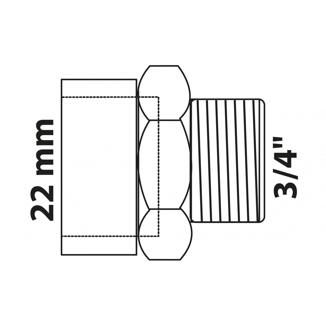 989084017 BR Mamelon de transition, vierge, 22 mm x 3/4" M, 1 manchon (4243g) vue 2