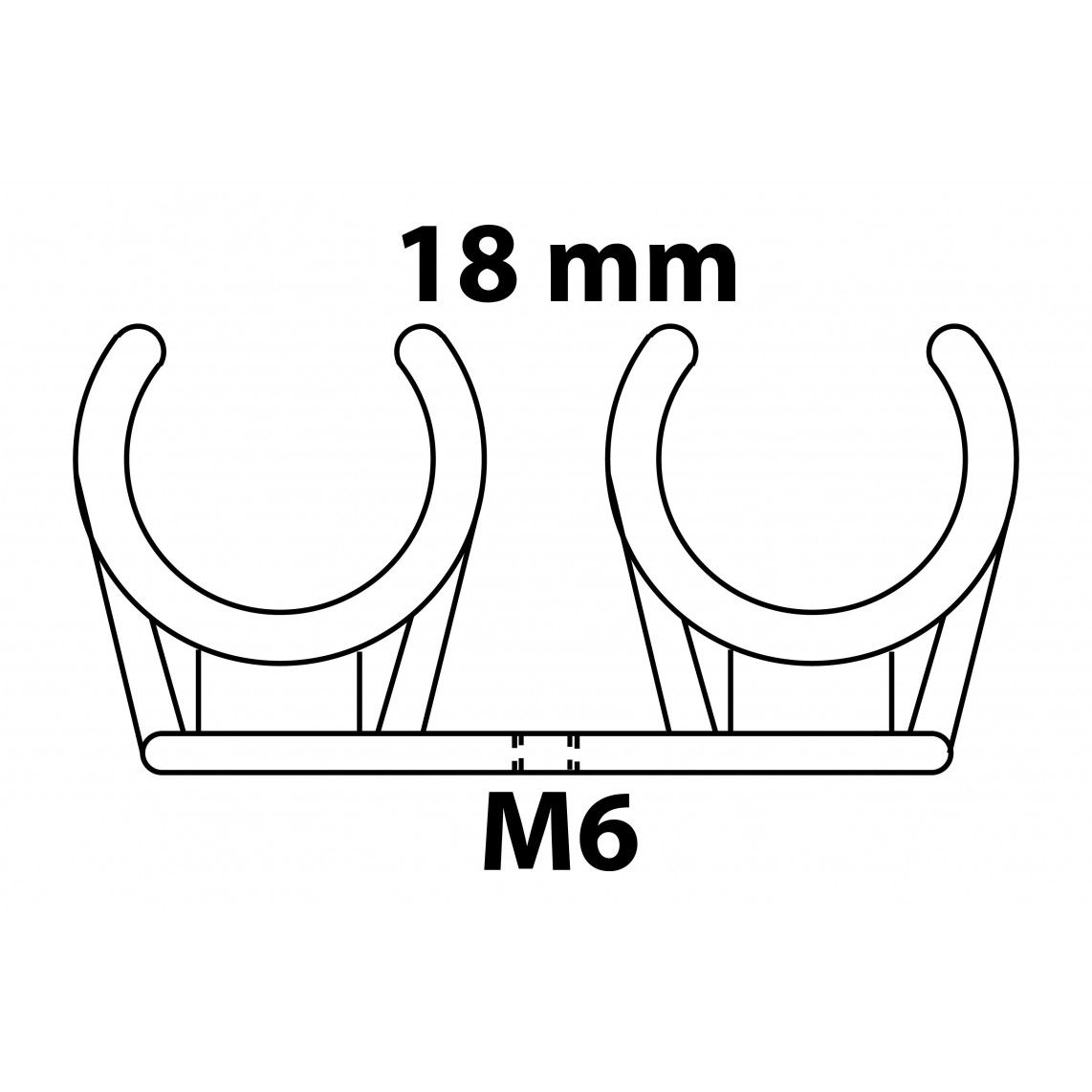 989188355 clip de fixation pour tube, double, 18 mm, avec manchon fileté M6 (3x) vue 2