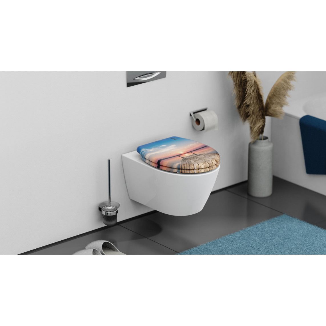 82378 Duroplast Toilet seat SUNSET SKY, with soft close and quick release vue 11