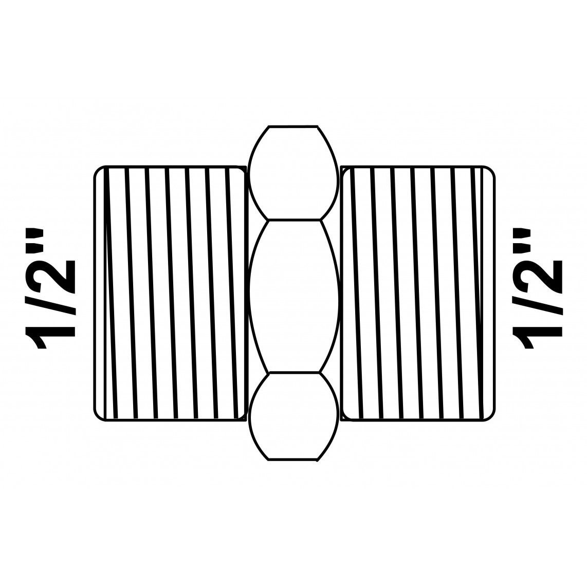 989342355 MS dubbele nippel, blanco, 1/2"BU vue 2