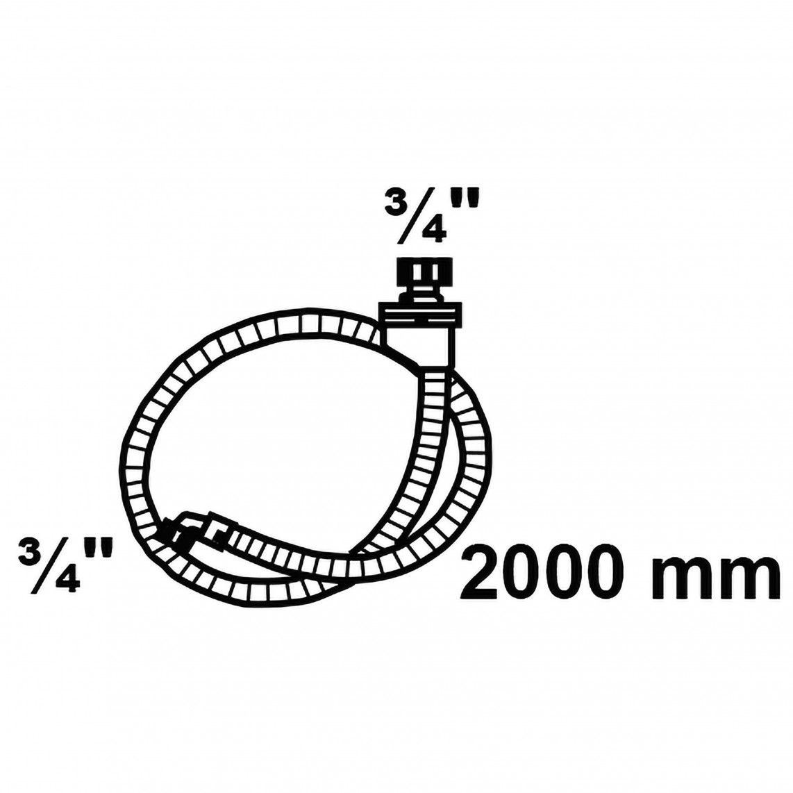 98657220 WAS toevoer veiligheidsslang, 3/4"BI x 2 m x 3/4"BI, 10bar/90°C vue 2