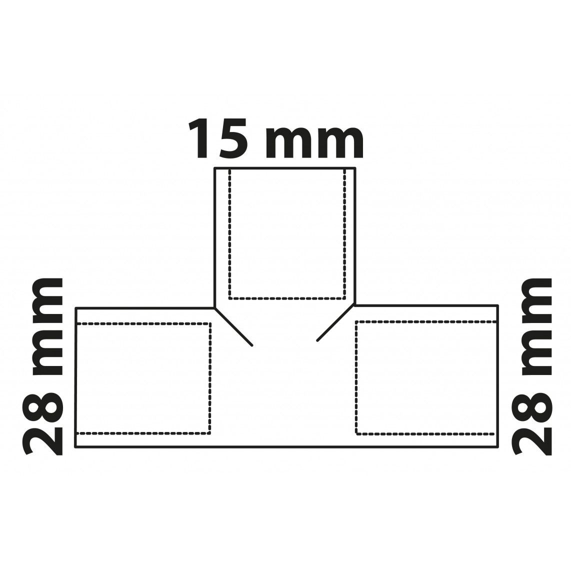 989274017 CU verloop T-stuk, blanco, 28 mm x 15 mm x 28 mm, 3 mofen (5130) vue 3
