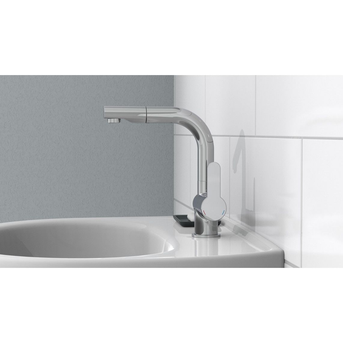 79710 LONDON Mitigeur lavabo, chromé, avec douchette à cheveux extractible vue 7