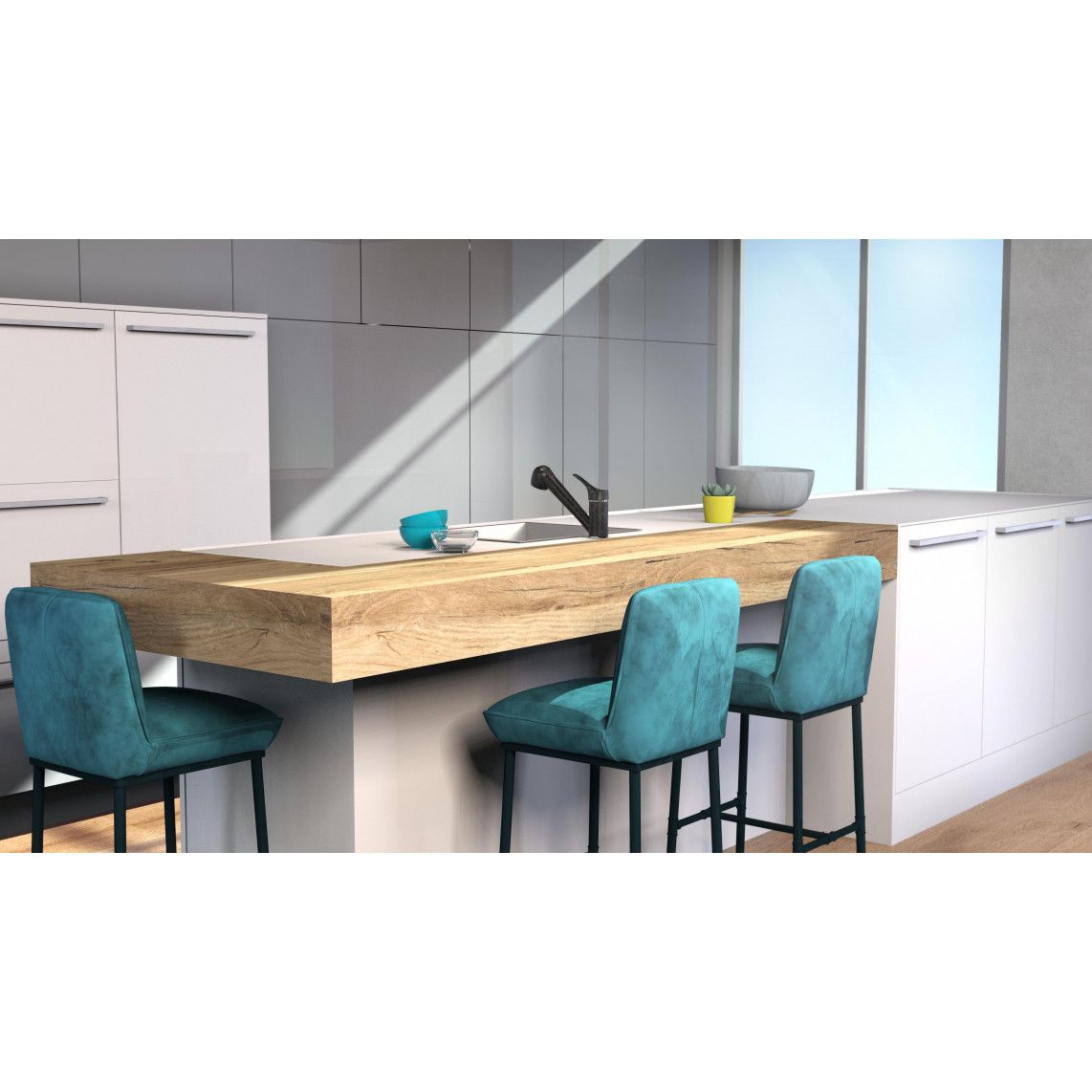 NI183SMCR GRANIT Keukenkraan, graniet zwart/chroom, met uittrekbare vaatdouche vue 11