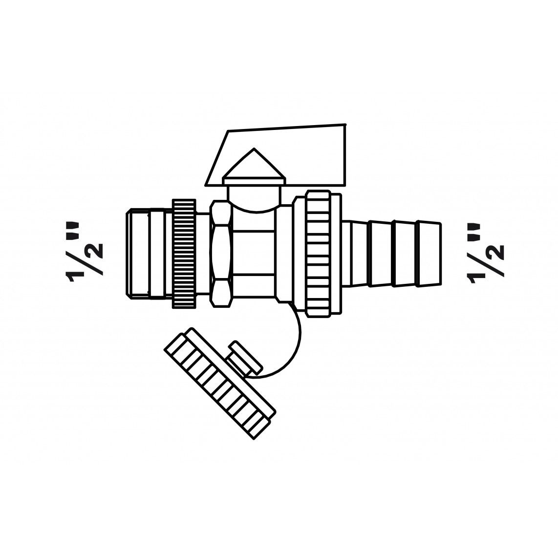 98854105 KFE Ball valve, brass, nickel, 1/2" male x 1/2" sleeve, with stuffing box vue 2
