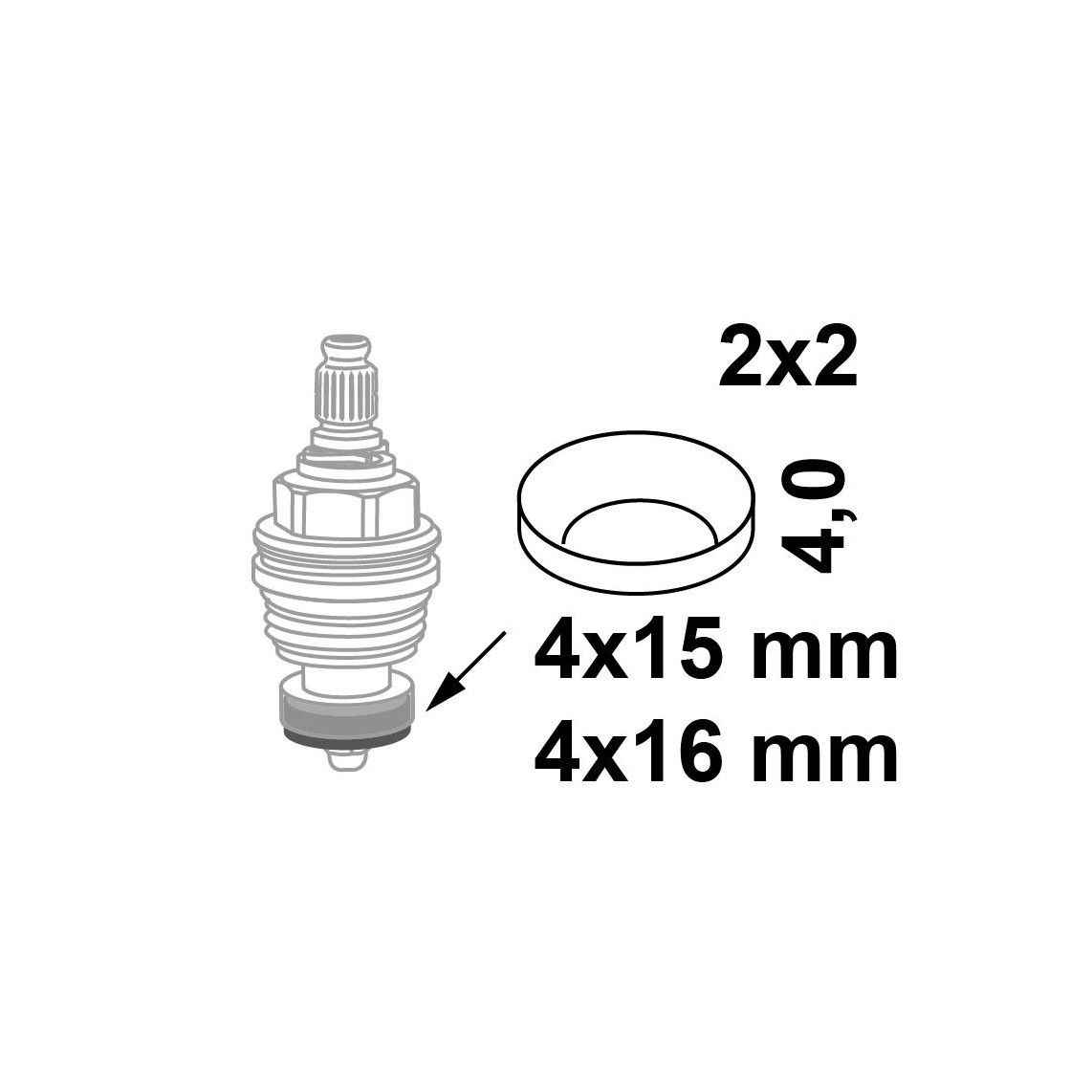 98696290 Assortiment klepschijfpakkingen, Rubber, 4 x 15 x 4/4 x 16 x 4 mm voor bovenstuk (2x2) vue 2