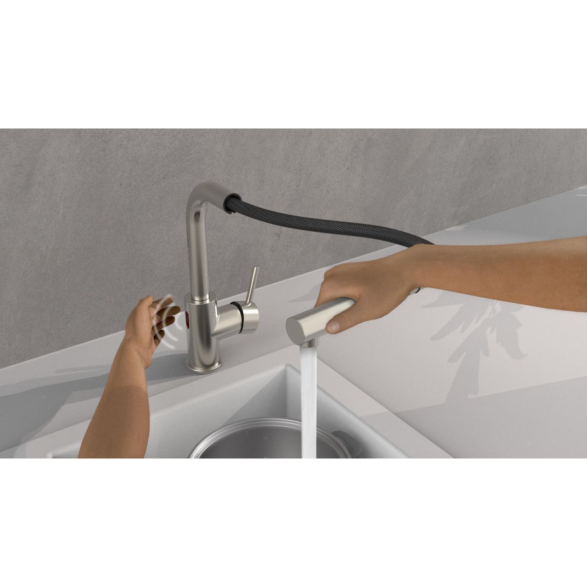 99705 VITAL Sensor sink mixer, stainless steel look, with pull-out spout vue 11