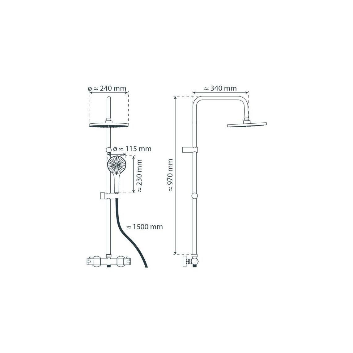 60171 ADRIA Regendouche set met thermostatische kraan, mat zwart vue 2