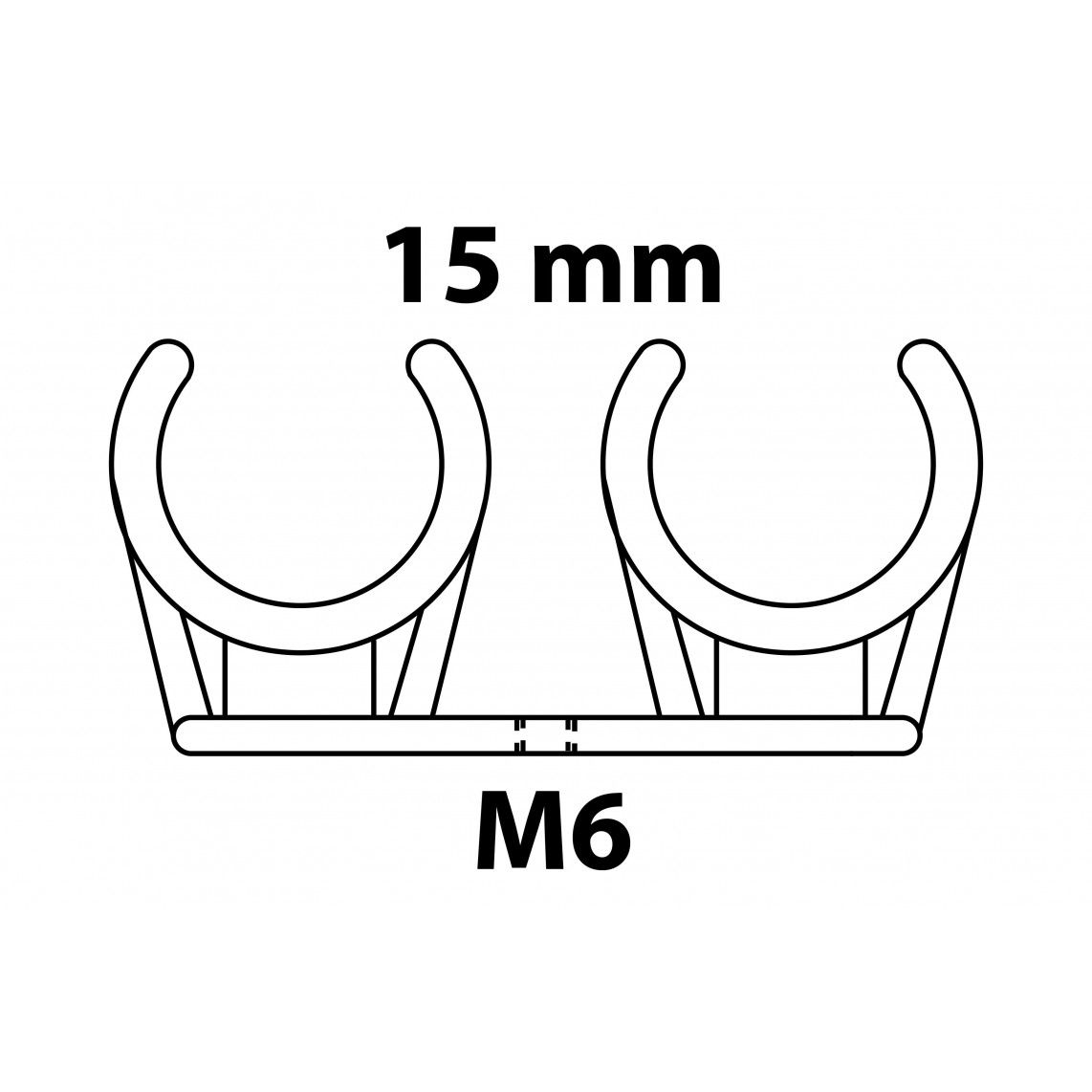 989187455 clip de fixation pour tube, double, 15 mm, avec manchon fileté M6 (10x) vue 2