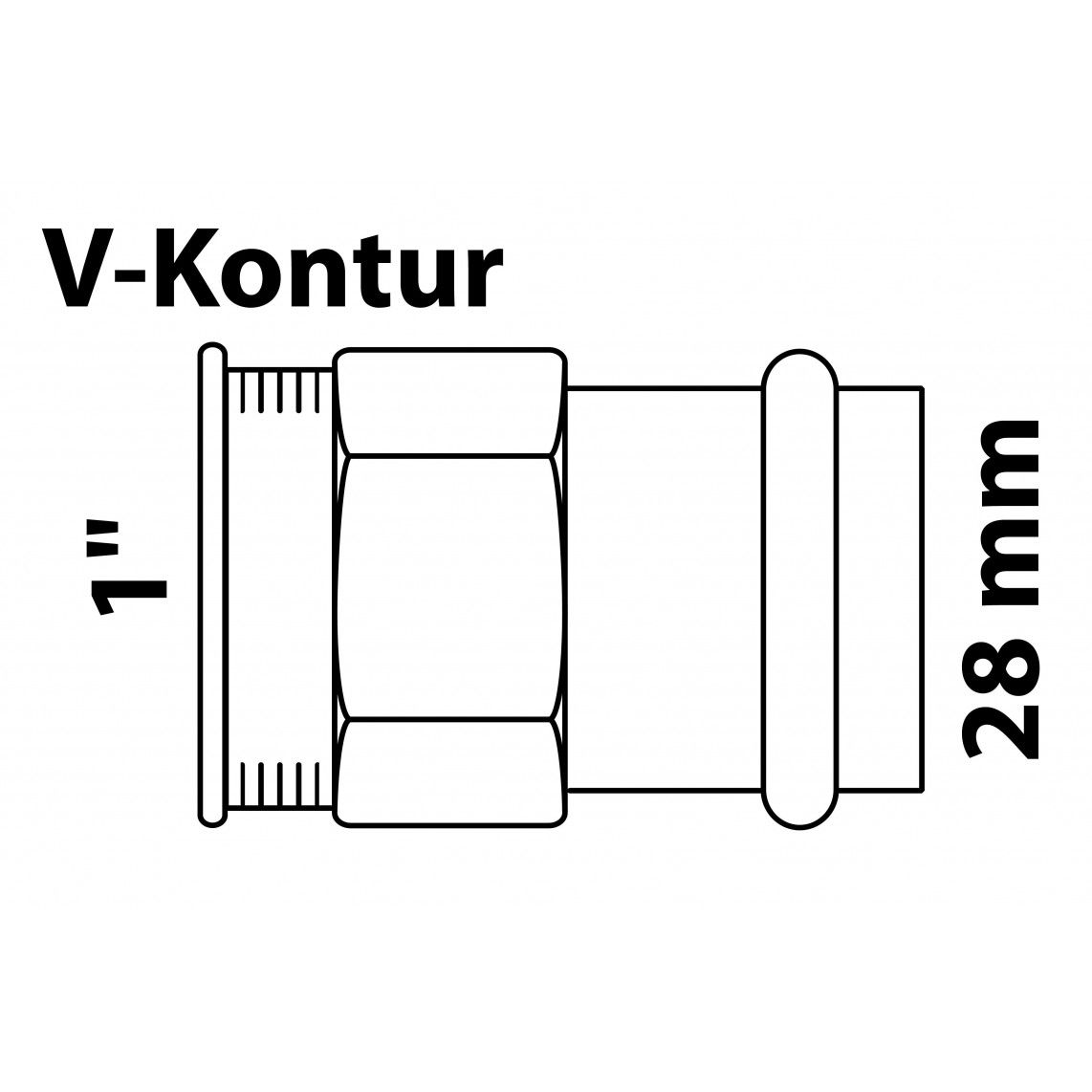 988624854 BR overgangsmof, blanco, 28 mm x 1"BI, 1 mof, (P4270g) vue 2