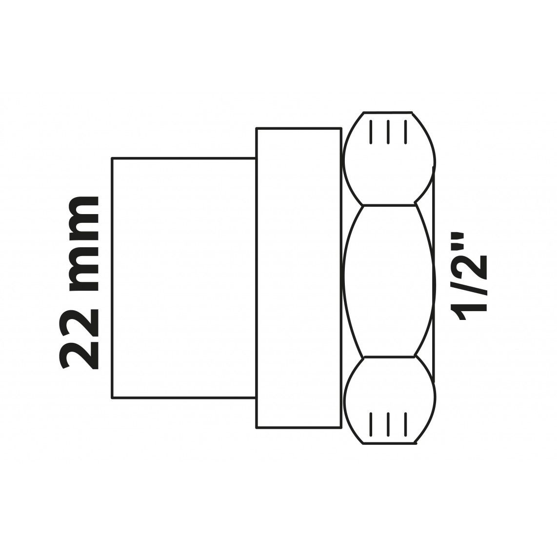 989107017 BR overgangsmof, blanco, 22 mm x 1/2"BI, 1 mof (4270g) vue 2