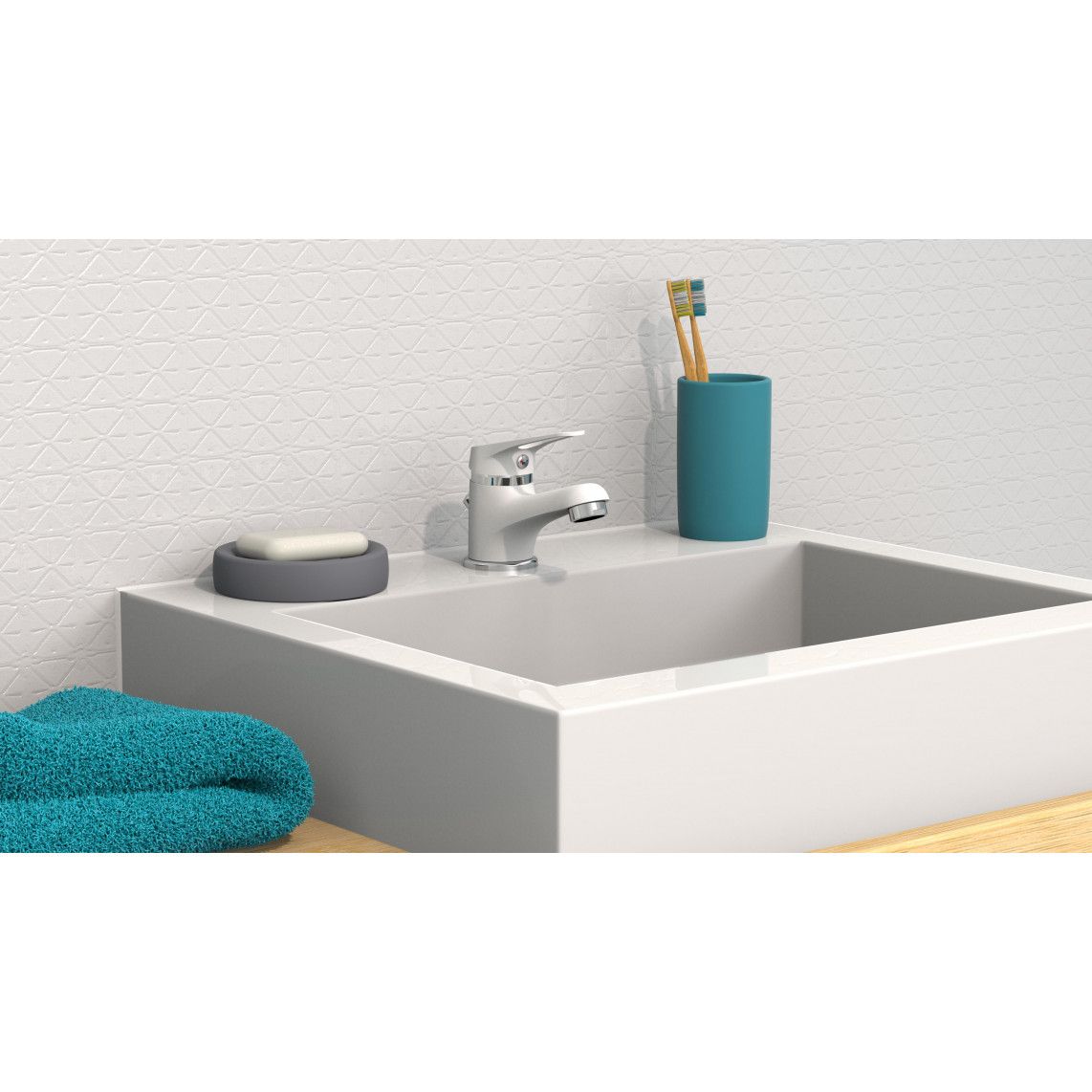 NI075SCR-W SPEED Wash basin mixer, white/ chrome vue 8