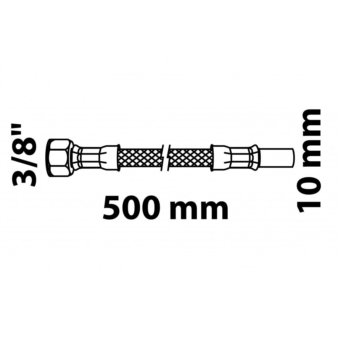 98627848 Flexaansluitslang 500 mm, 3/8"BI x 10 mm koperen buis vue 2