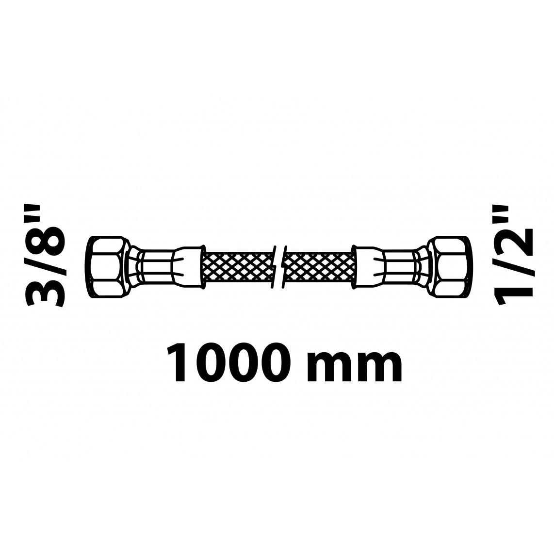 98628058 Flexaansluitslang 1000 mm, 1/2"BI x 3/8"BI vue 2