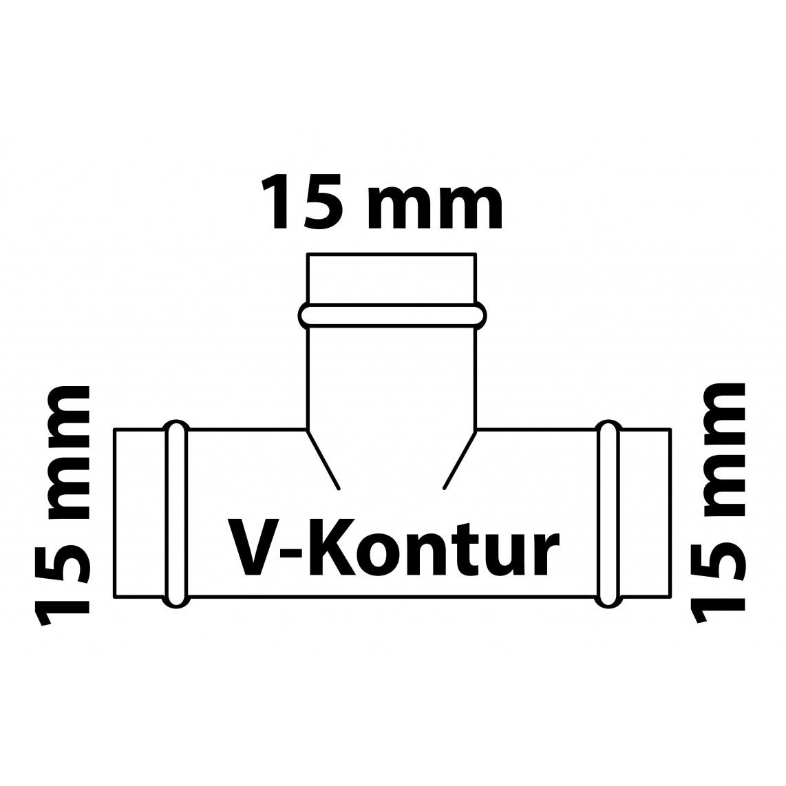 988617254 Tee piece, press fitting for copper V-profile, 15 mm, 3 sockets vue 2