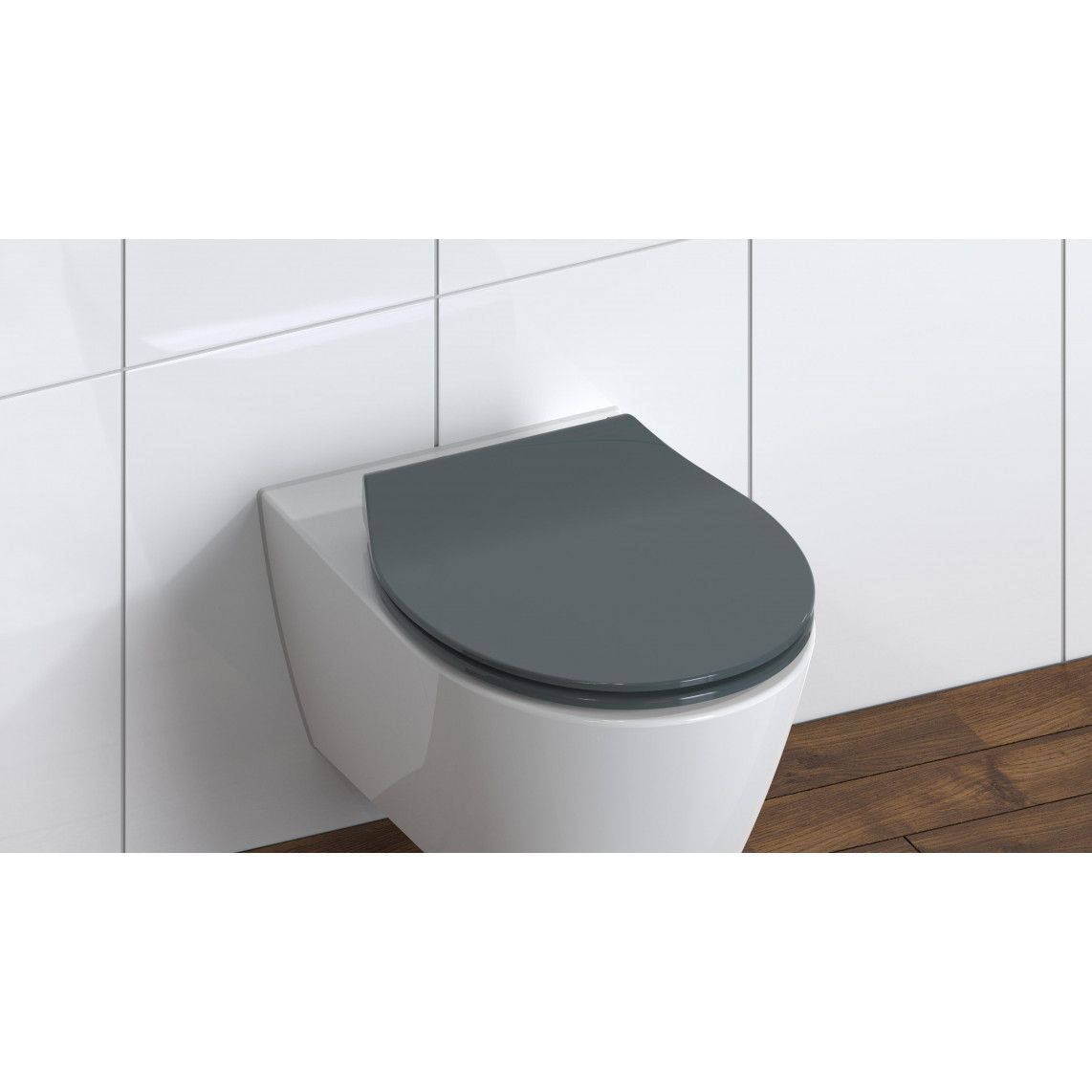 82704 abattant WC en Duroplast SLIM ANTHRAZIT, avec frein de chute et déclipsable vue 8