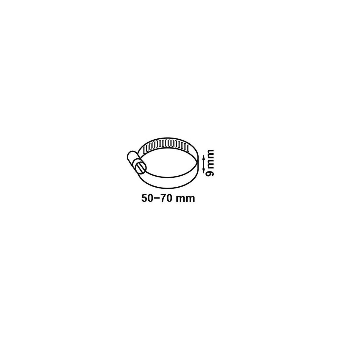 98539478 slangklem 9 mm Bandbreedte, gegalvaniseerd, 50 - 70 mm vue 2