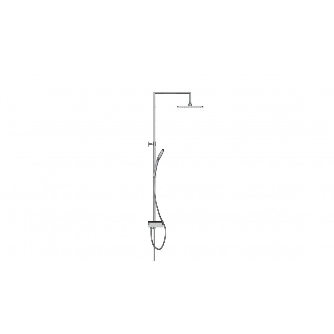 60566 BLUEPERL Regendouche set, chroom/zwart, met planchet vue 2
