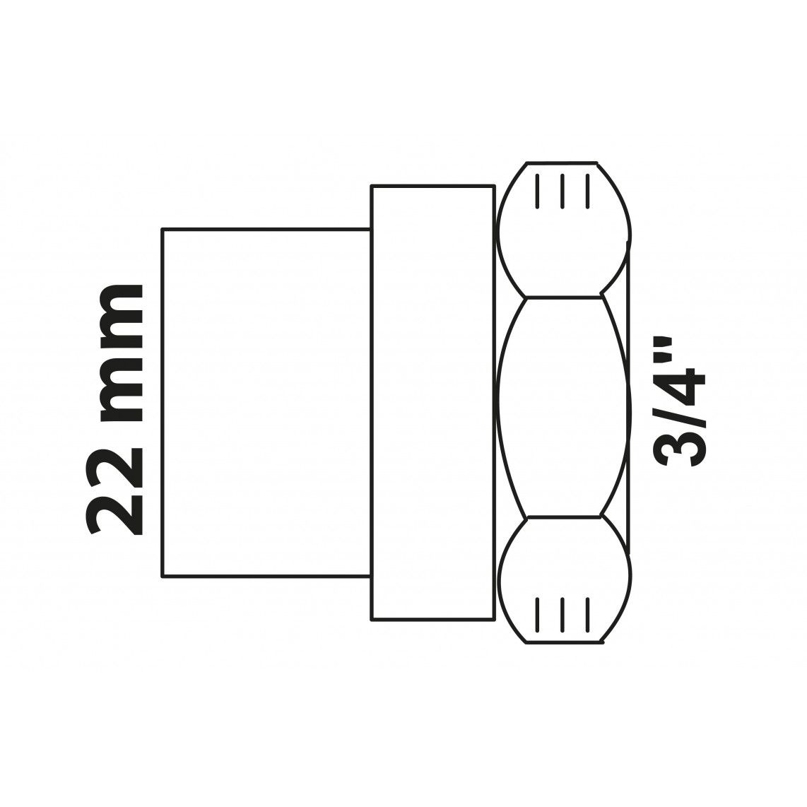 989104017 BR overgangsmof, blanco, 22 mm x 3/4"BI, 1 mof (4270g) vue 2