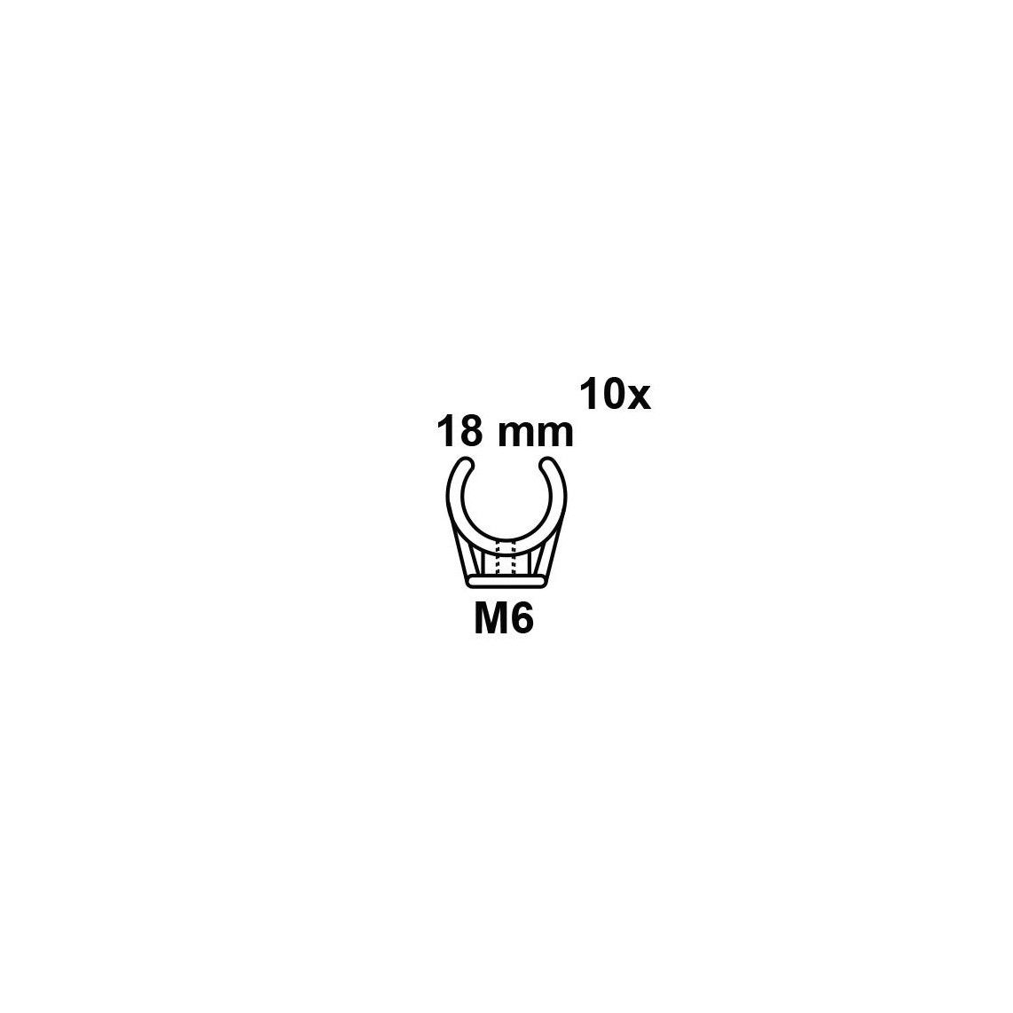 989183455 Pipe clip single, 18 mm, with M6 threaded sleeve (10x) vue 2