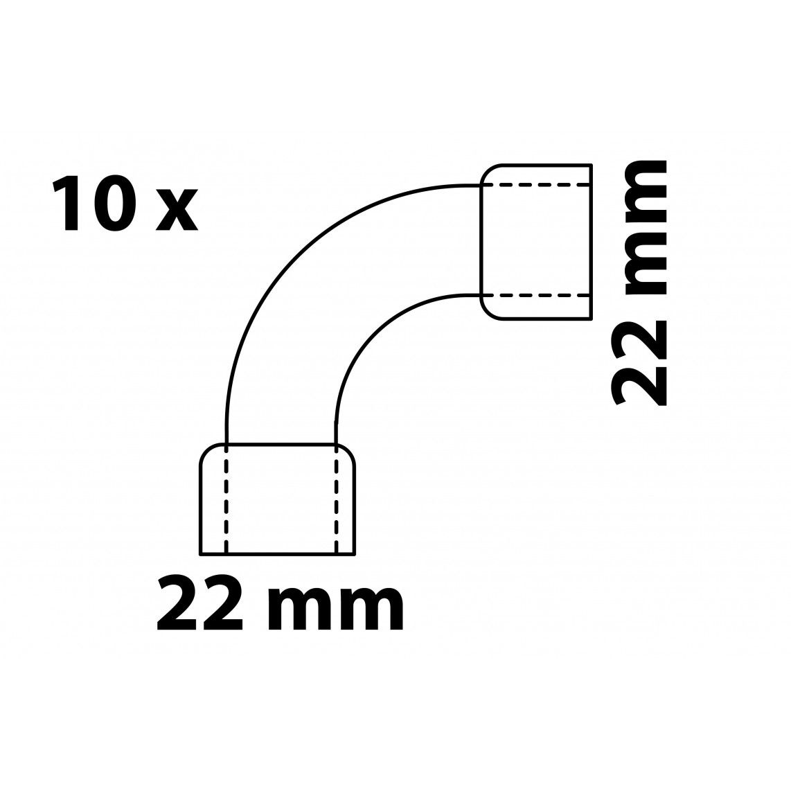 989019655 CU arc 90°, vierge, 22 mm, 2 manchons, (5002a) (10x) vue 4