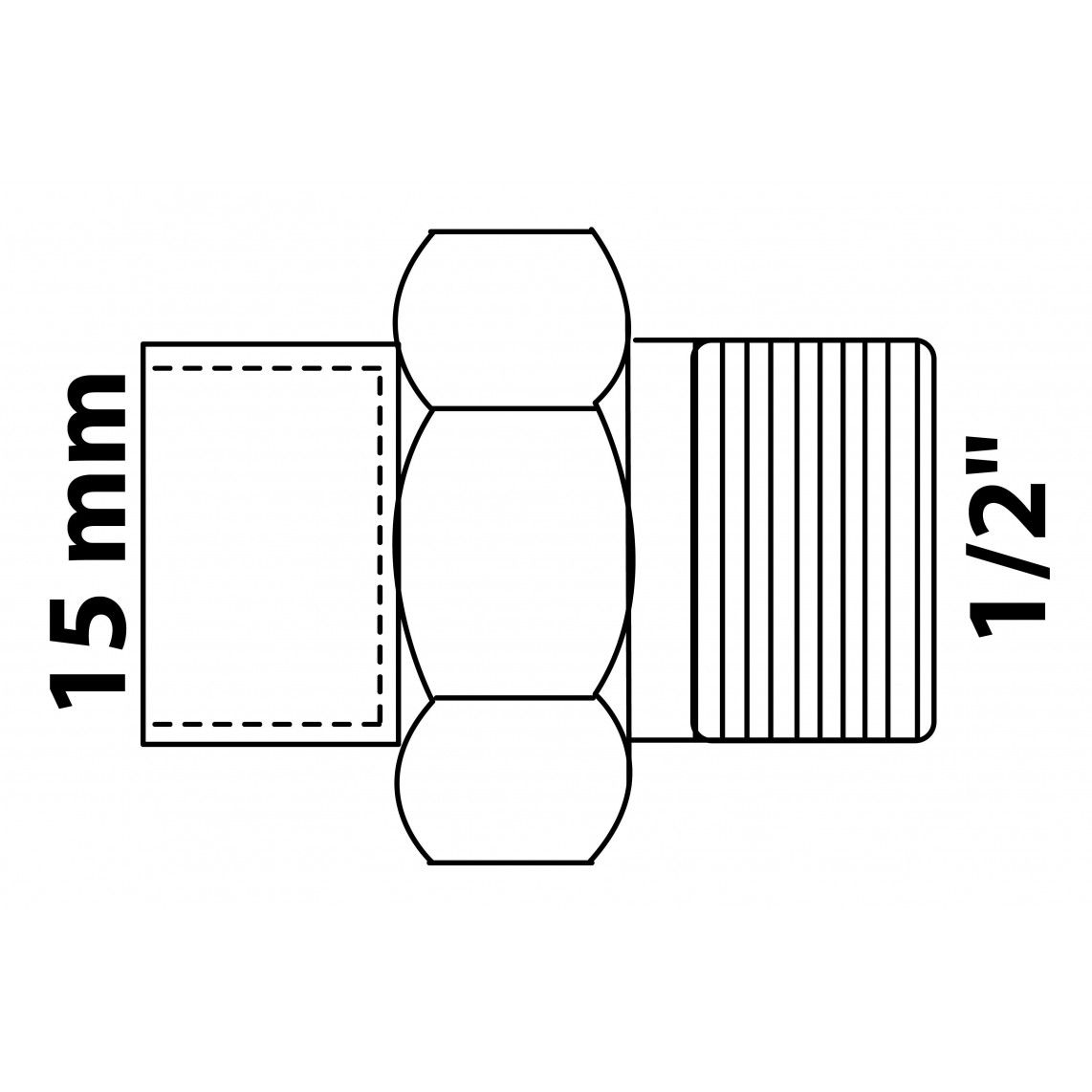 989241055 Screw connection, red brass, 15 mm x 1/2" male, conical sealing, 1 socket vue 2