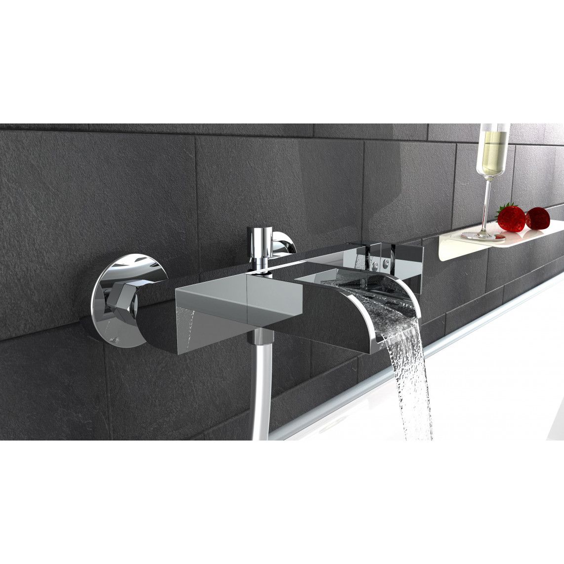 36130 IDROVIA Mitigeur bain/douche, avec bec cascade, chromé vue 3