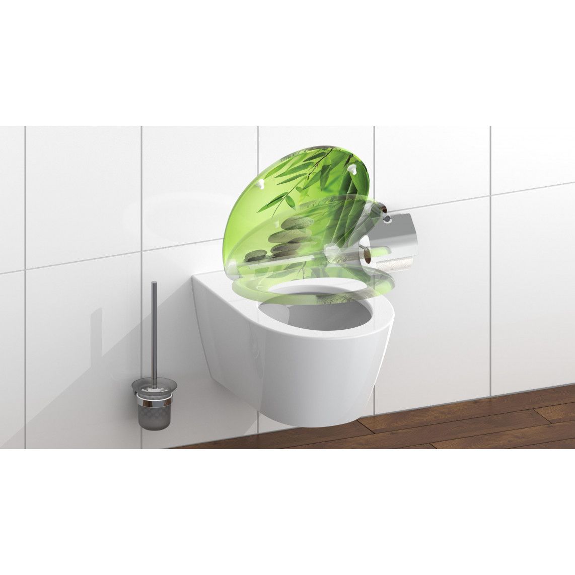 82365 Duroplast Toilet seat GREEN GARDEN, with soft close and quick release vue 8