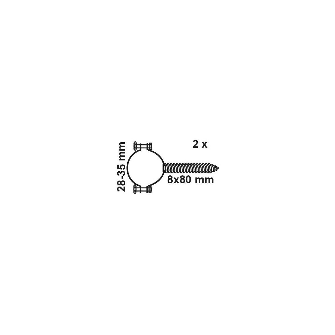 973125217 buisklem, 28 - 35 mm, met stokschroef M8 x 80 mm (2x) vue 2