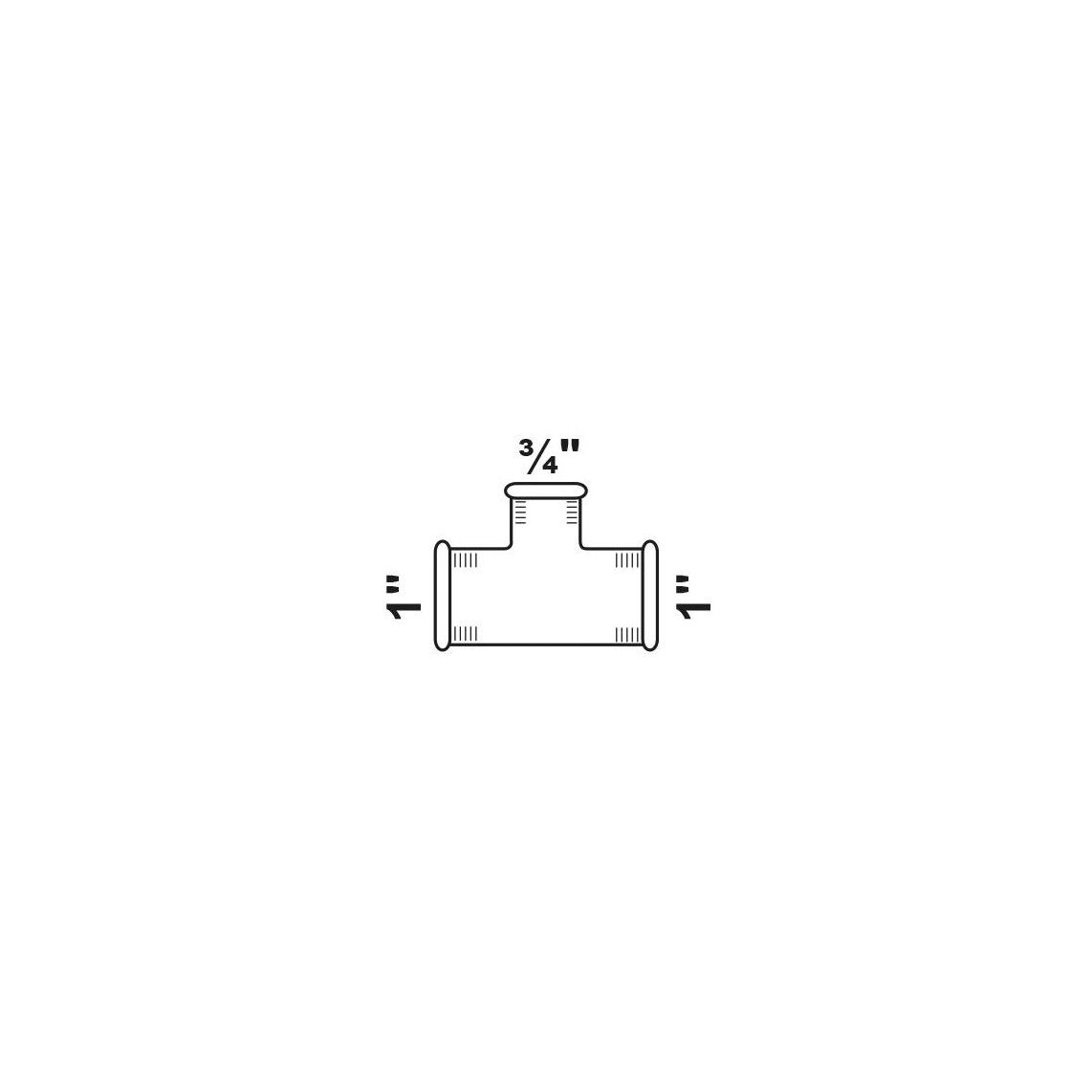 989736055 GI verloop T-stuk, gegalvaniseerd, 1"BI x 3/4"BI x 1"BI, (130) vue 2