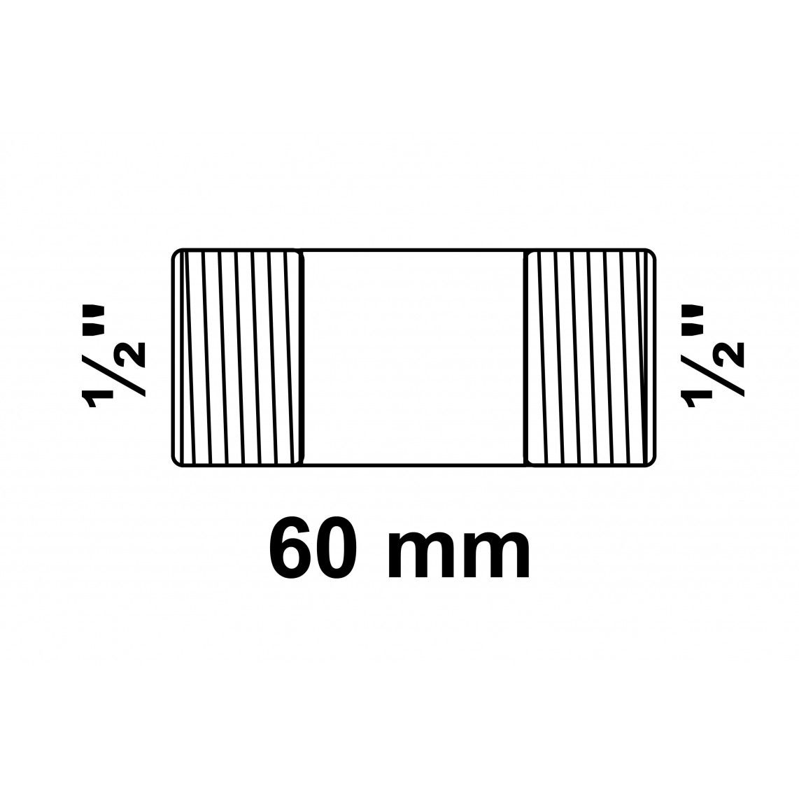 989821160 Barrel nipple, malleable galvanized, 1/2" x 60 mm (5x) vue 2