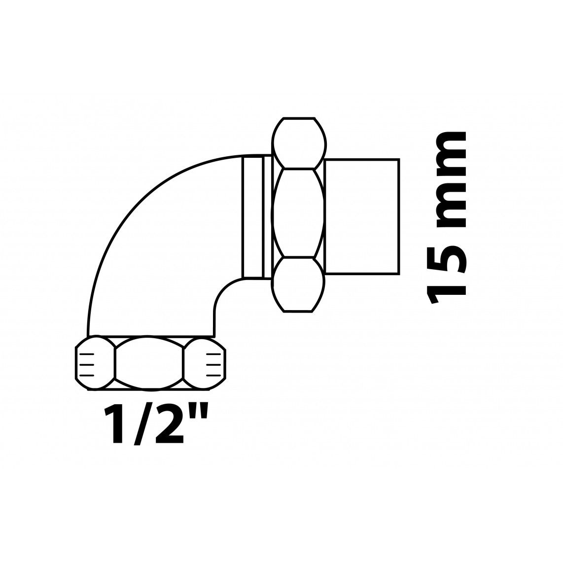 989225055 BR knel kniekoppeling 90°, blanco, 15 mm x 1/2"BI, conische afdichting, 1 mof (4096g) vue 2