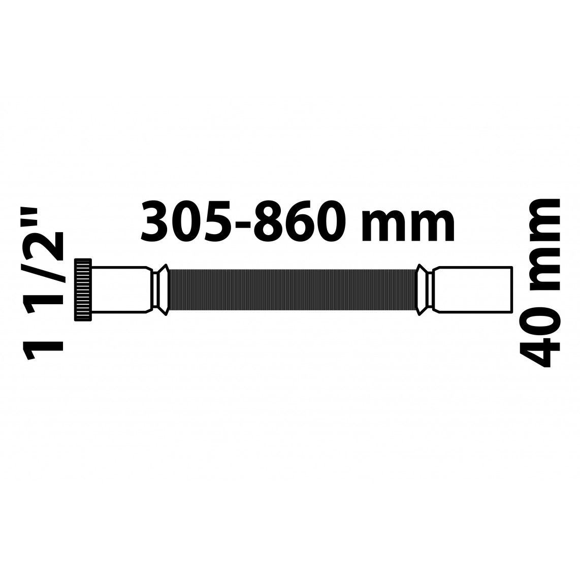 98836849 ECO-SAVE KS flexibele verbindingspijp, Grijs, 1 1/2"BI x 40 mm, 325-830 mm vue 2