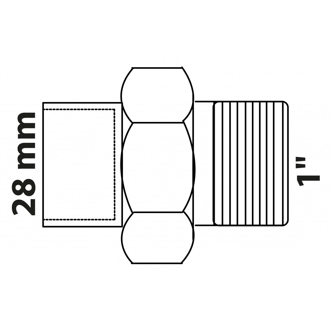 989245017 BR schroefverbinding, blanco, 28 mm x 1"BU, conische afdichting, 1 mof (4341g) vue 2