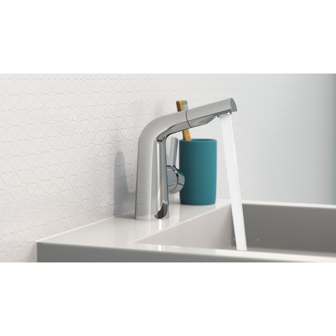 NI075COCR COOL Mitigeur lavabo, chromé, avec douchette à cheveux extractible vue 5
