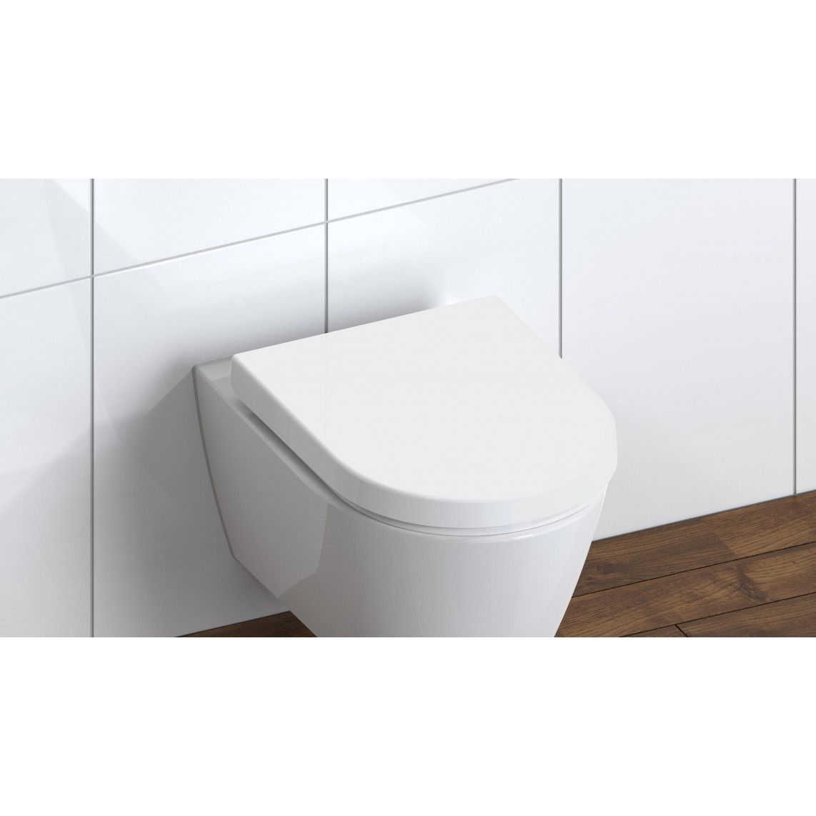 82910 abattant WC en Duroplast en forme de D WHITE, avec frein de chute et déclipsable vue 7