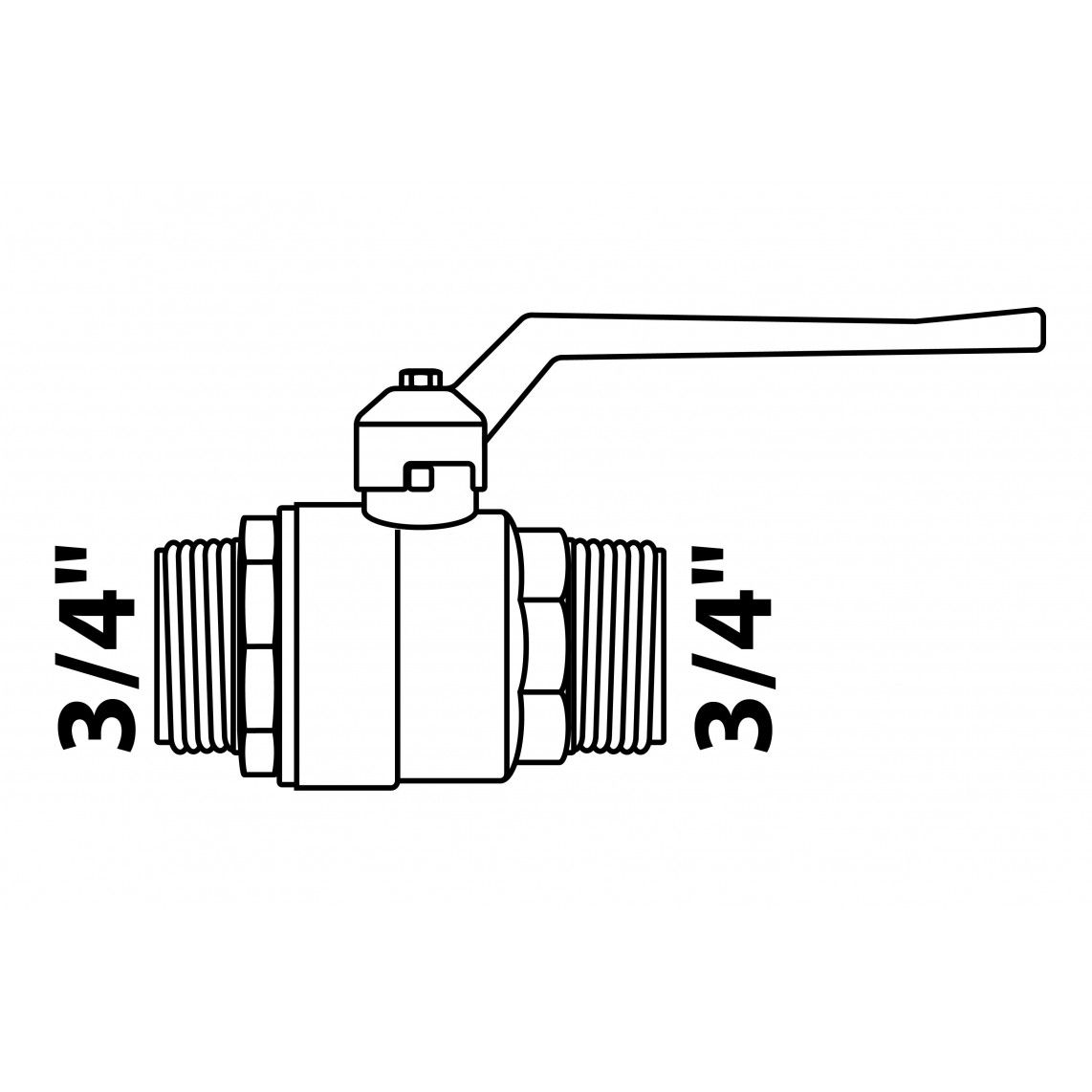 988597755 Robinet à sphère, nickelé, 3/4" M x 3/4" M vue 2