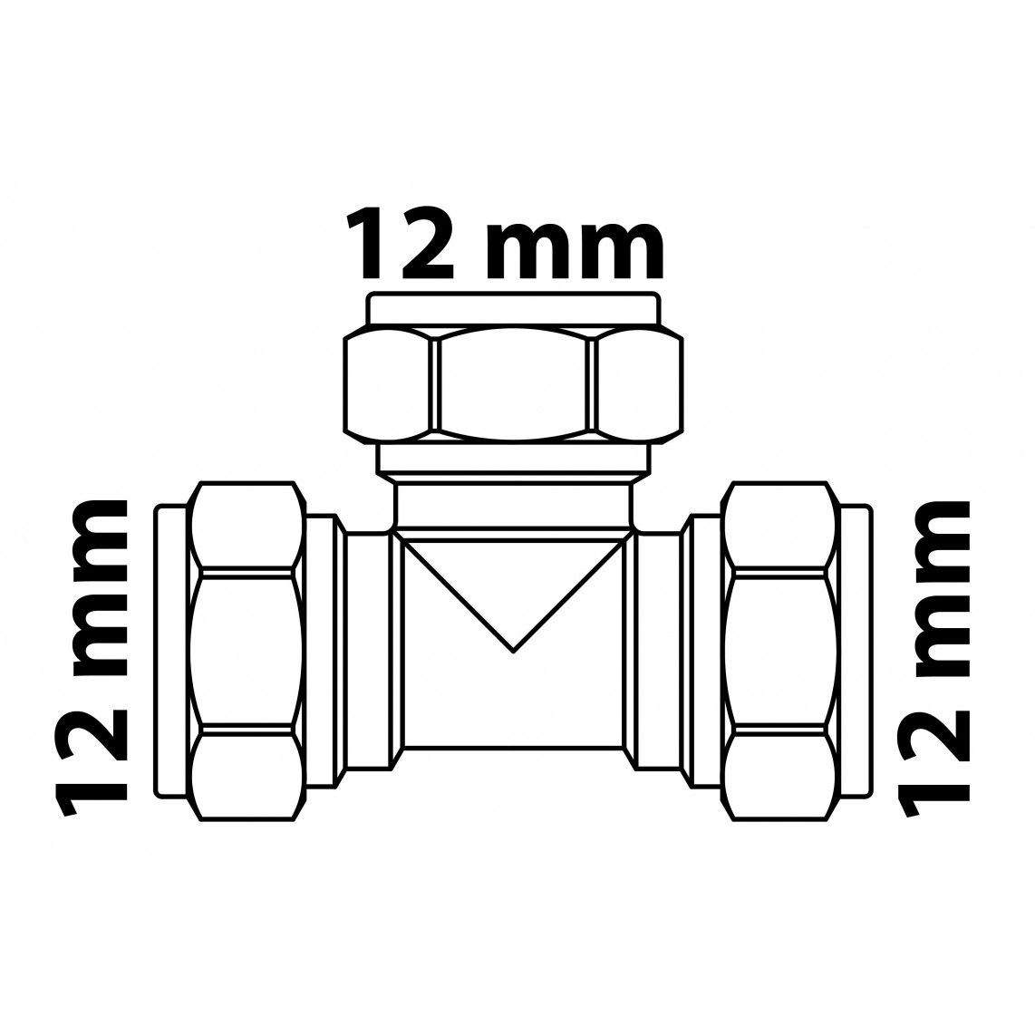 989453117 MS T-stuk, blanco, 12 mm, knelfitting voor koperen buis vue 5