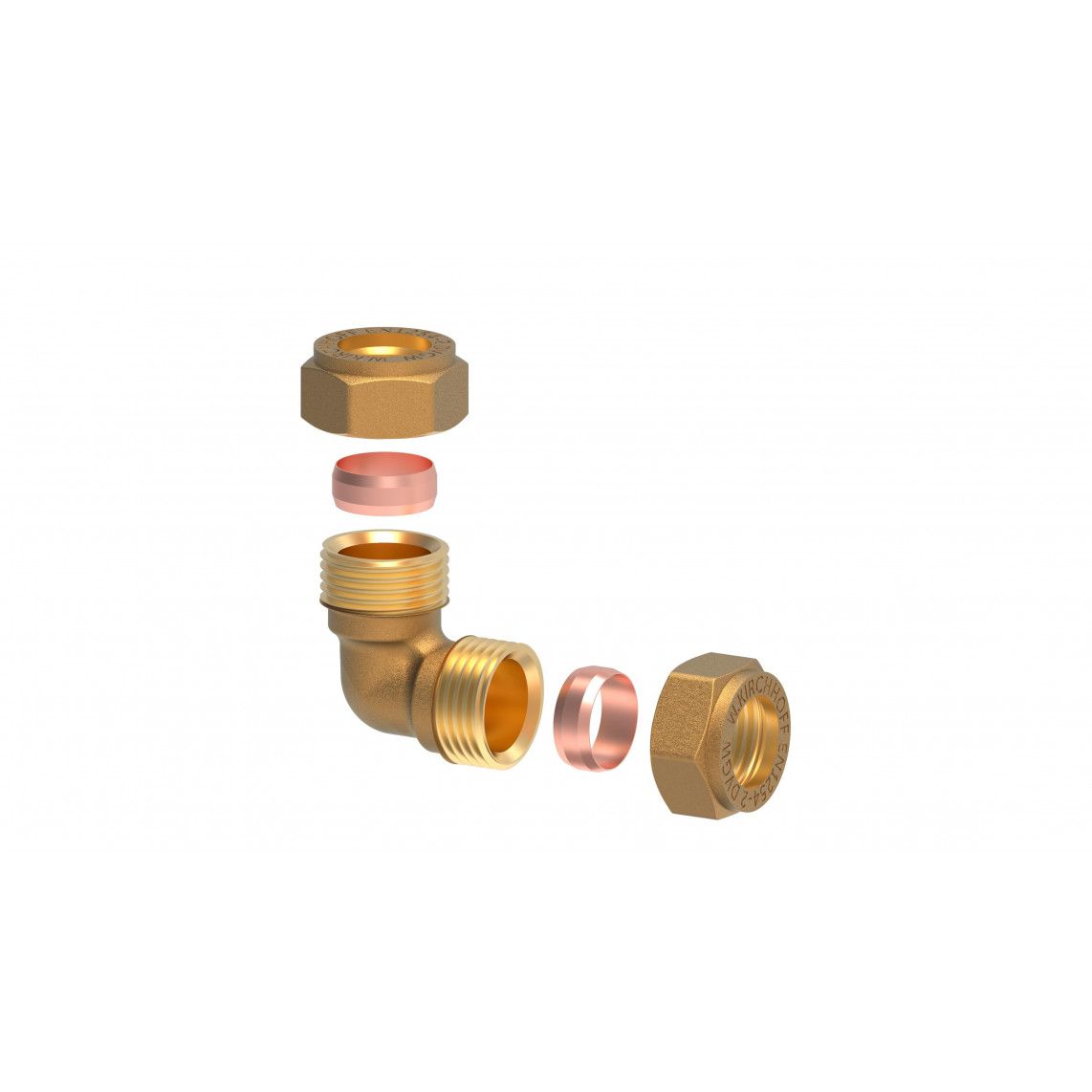 989451217 Brass angle 90°, brass, 15 mm, clamp fitting for copper pipe vue 3