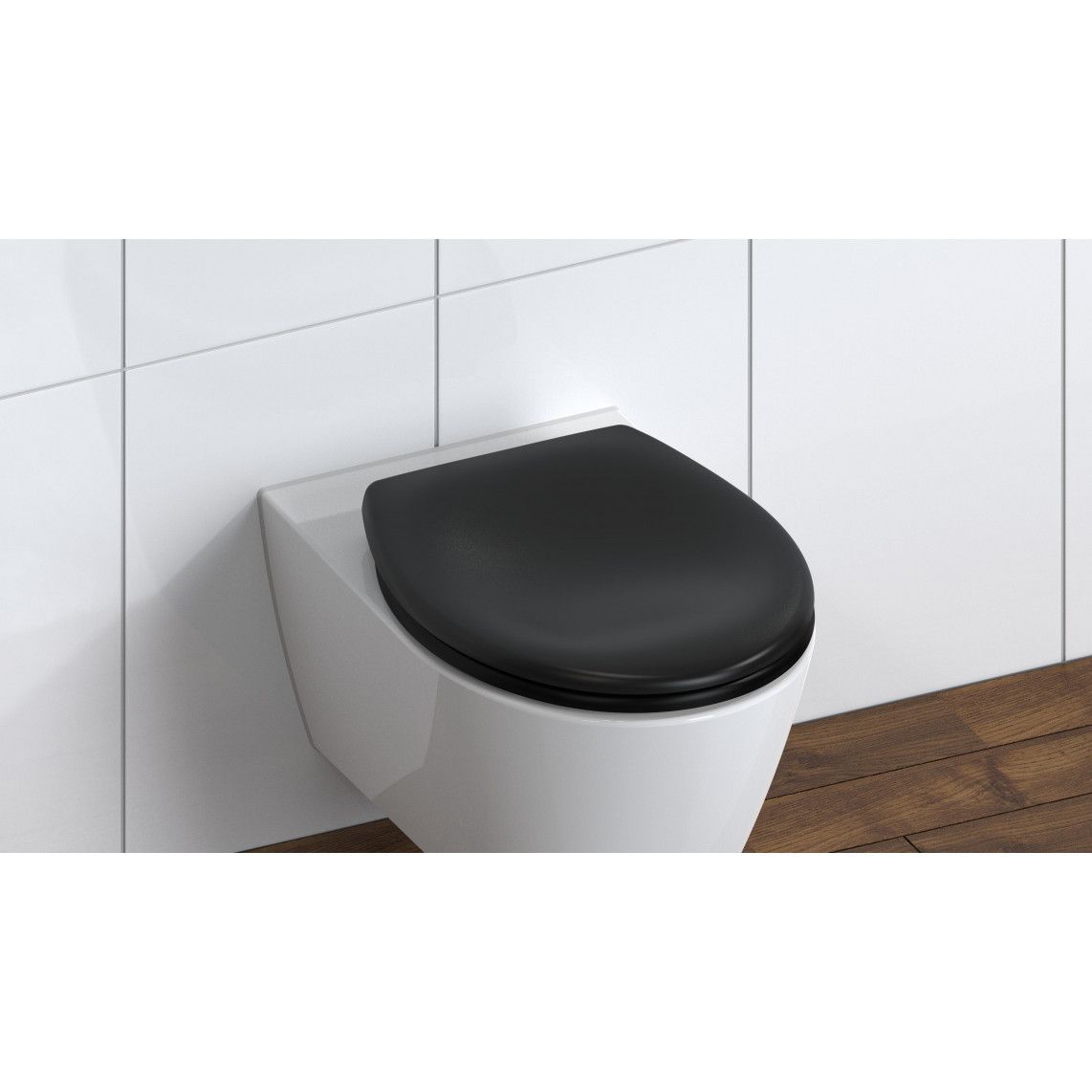 82410 Duroplast WC-zitting zwart, met valrem en afneembaar vue 7