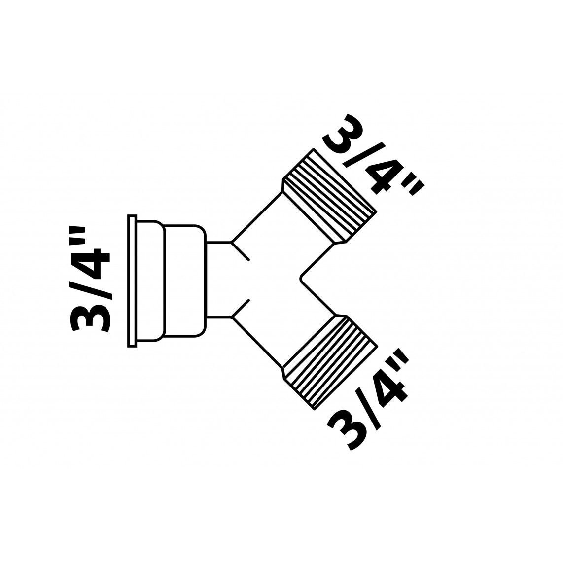 986186248 LT distributeur 2 voies, chromé, 3/4" F x 3/4" M vue 2