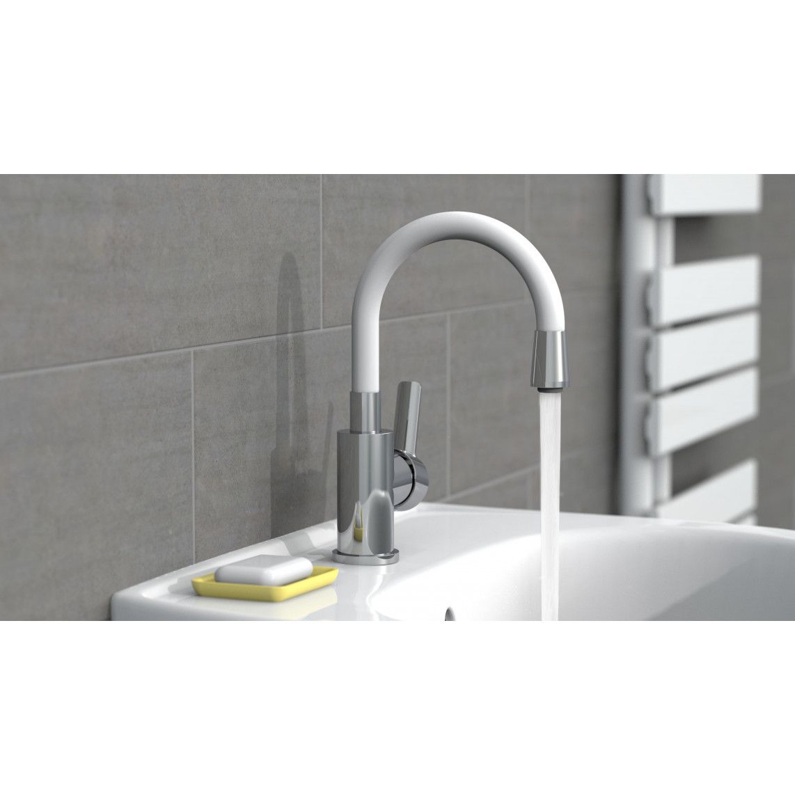 NI075FLCRW FLEXO Wash basin mixer, chrome/white, with flexible spout vue 5