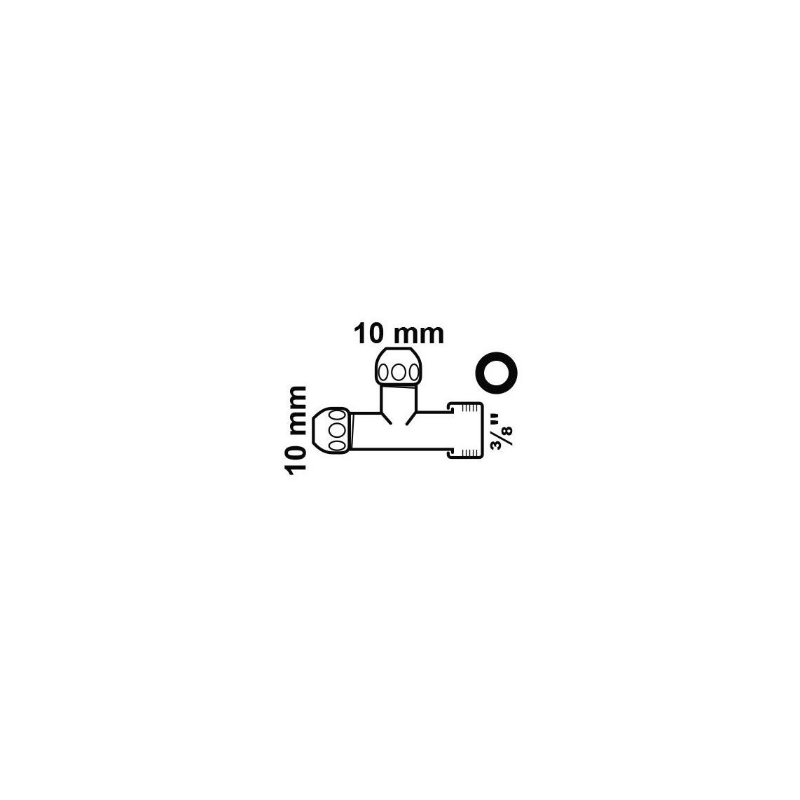 986274417 MS knelfitting-T-stuk, chroom, 3/8"BI x 10 mmQ x 10 mmQ vue 2