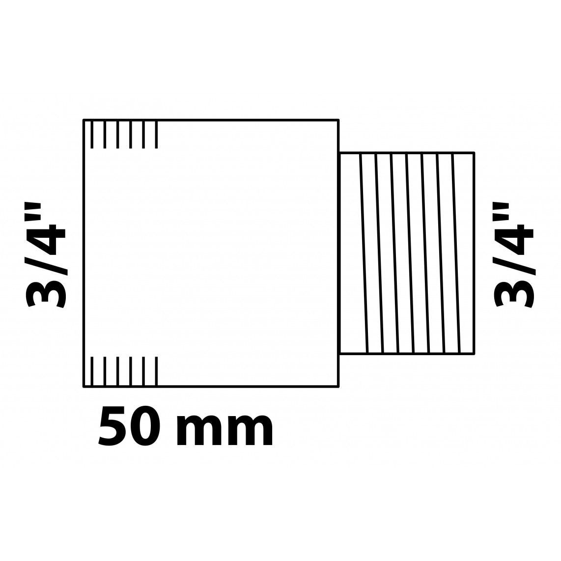 989318555 LT extension de robinet, chromé, 3/4" x 50 mm vue 2