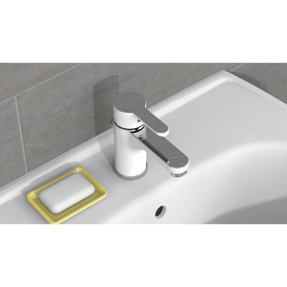 NI075DINWCR DIZIANI Mitigeur lavabo, blanc/chromé vue 7