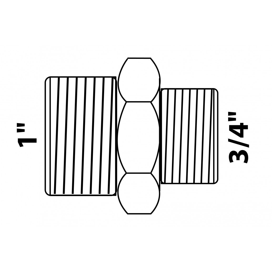 989355155 LT mamelon double réducteur, chromé, 1" M x 3/4" M vue 2