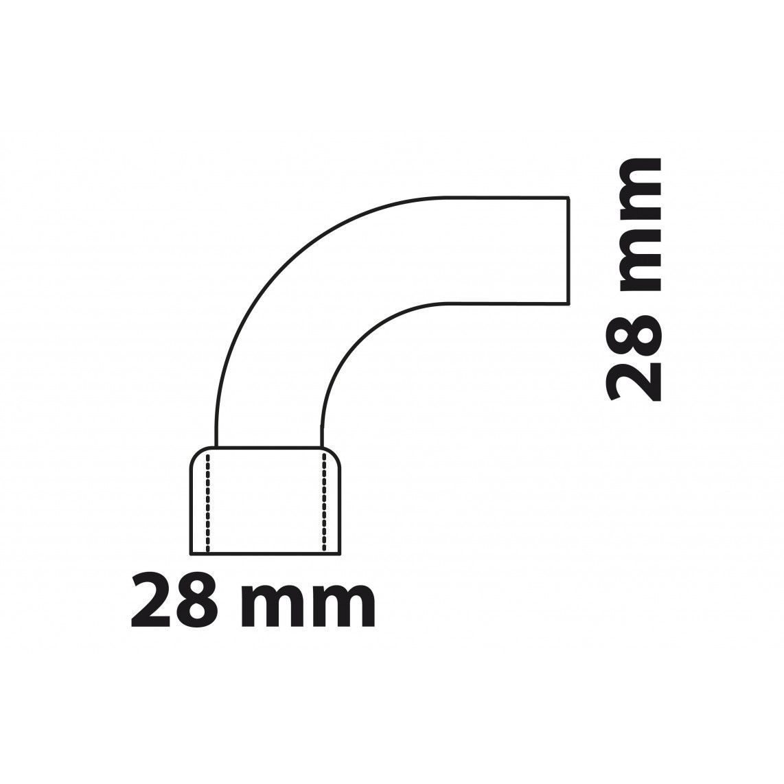 989026017 CU boog 90°, blanco, 28 mm, 1 mof, (5001a) vue 3