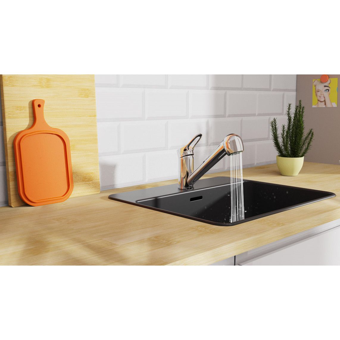 NI183VECR-LP VERONA Sink mixer low pressure, chrome, with pull-out sprayer vue 8