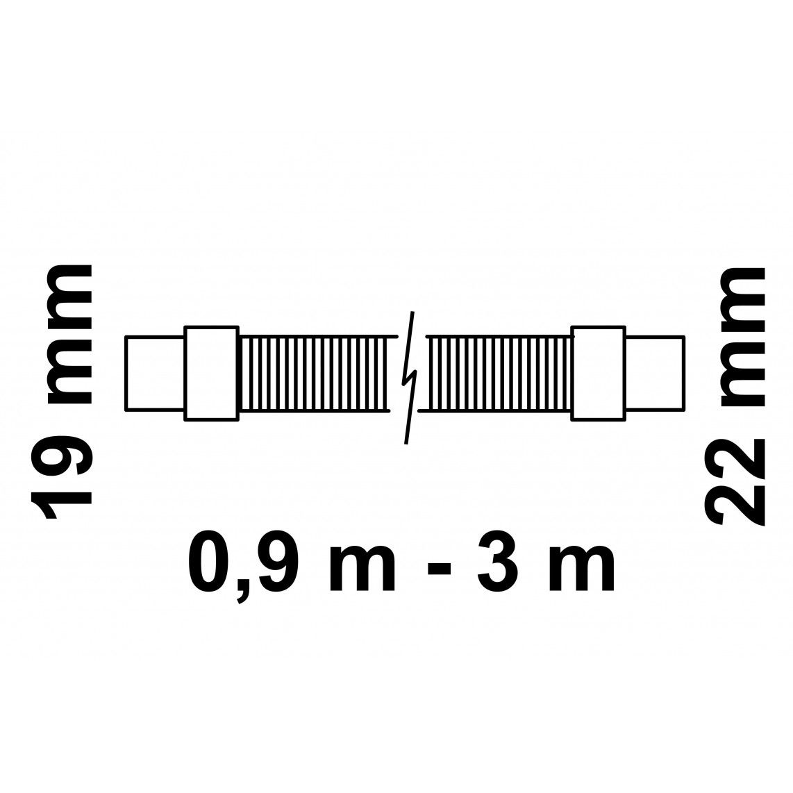 98667500 WAS Rallonge de flexible d'évacuation, 0,9 m - 3 m, ø intérieur: 19 mm/22 mm vue 2